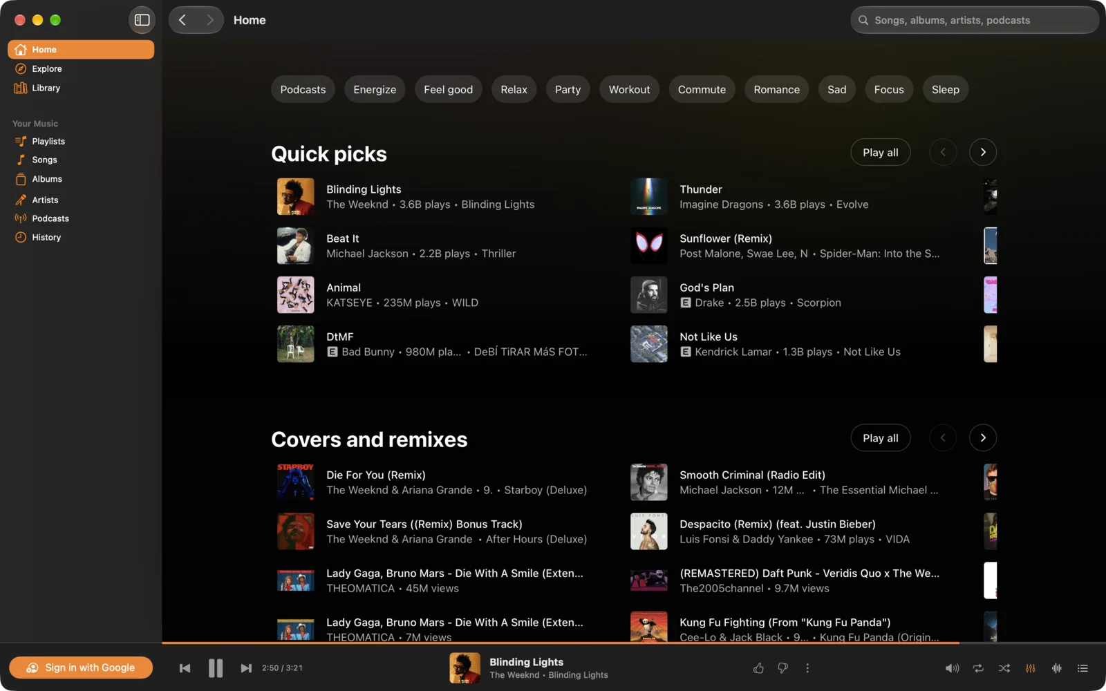 The Home page in Songtide